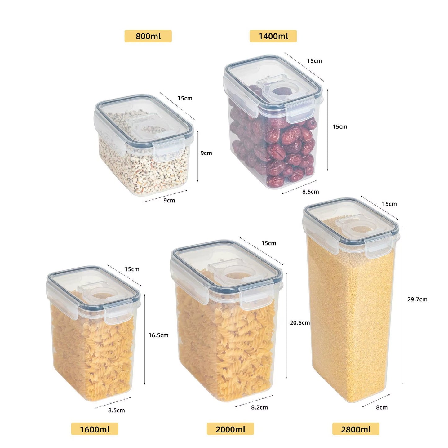 Airtight Food Storage Containers with Lid Pantry Organizer Cereal Dispenser Cereal Containers Food Storage Box Kitchen Organizer