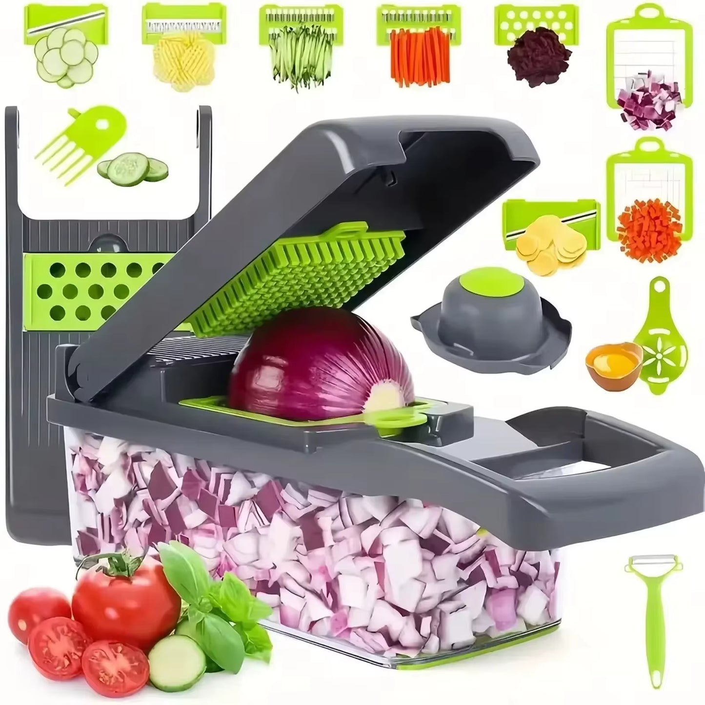 16 IN1 Slicer Veggie Food Chopper Vegetable Cutter Tomato Carrot Grater Cheese French Onion Shredders Kitchen Tool