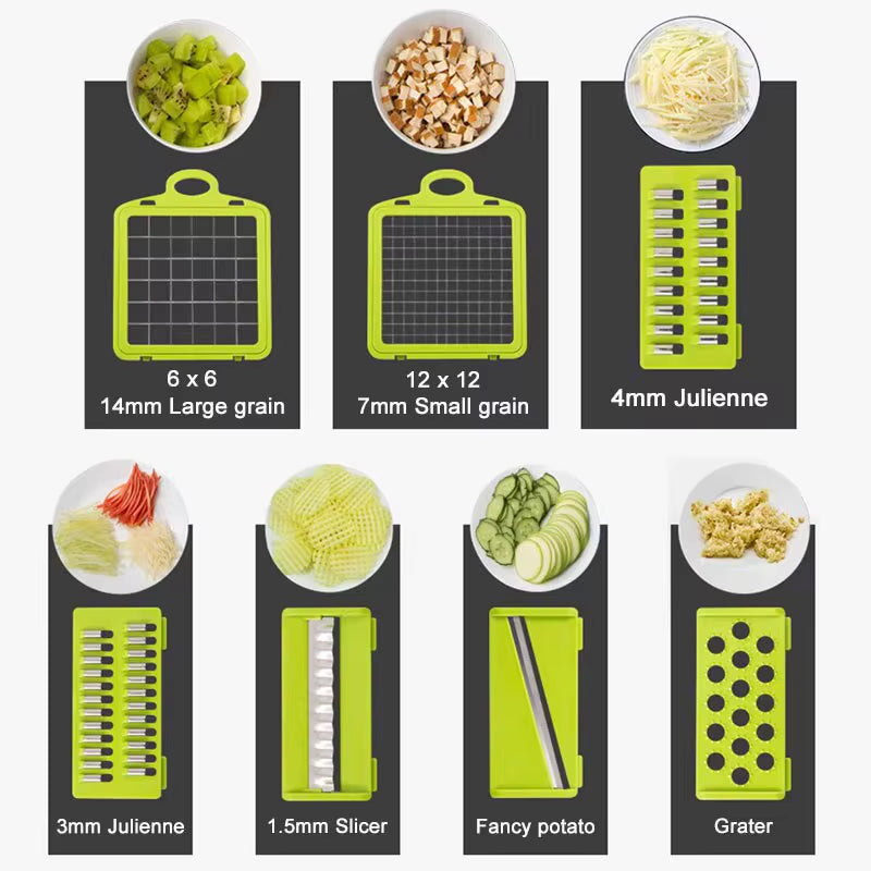 16 IN1 Slicer Veggie Food Chopper Vegetable Cutter Tomato Carrot Grater Cheese French Onion Shredders Kitchen Tool