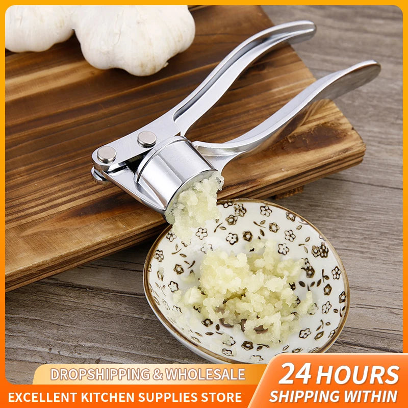 Stainless Steel Garlic Press Crusher Mincer Handheld Garlic Smasher Squeezer Manual Press Grinding Tool Kitchen Accessories