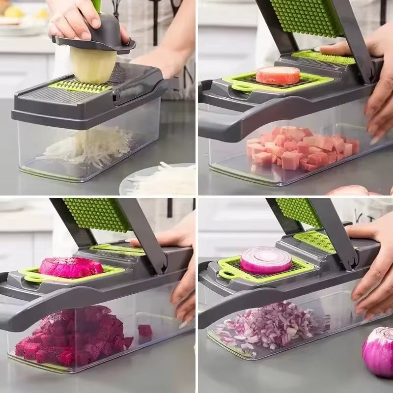 16 IN1 Slicer Veggie Food Chopper Vegetable Cutter Tomato Carrot Grater Cheese French Onion Shredders Kitchen Tool