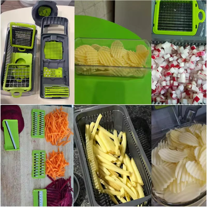 16 IN1 Slicer Veggie Food Chopper Vegetable Cutter Tomato Carrot Grater Cheese French Onion Shredders Kitchen Tool